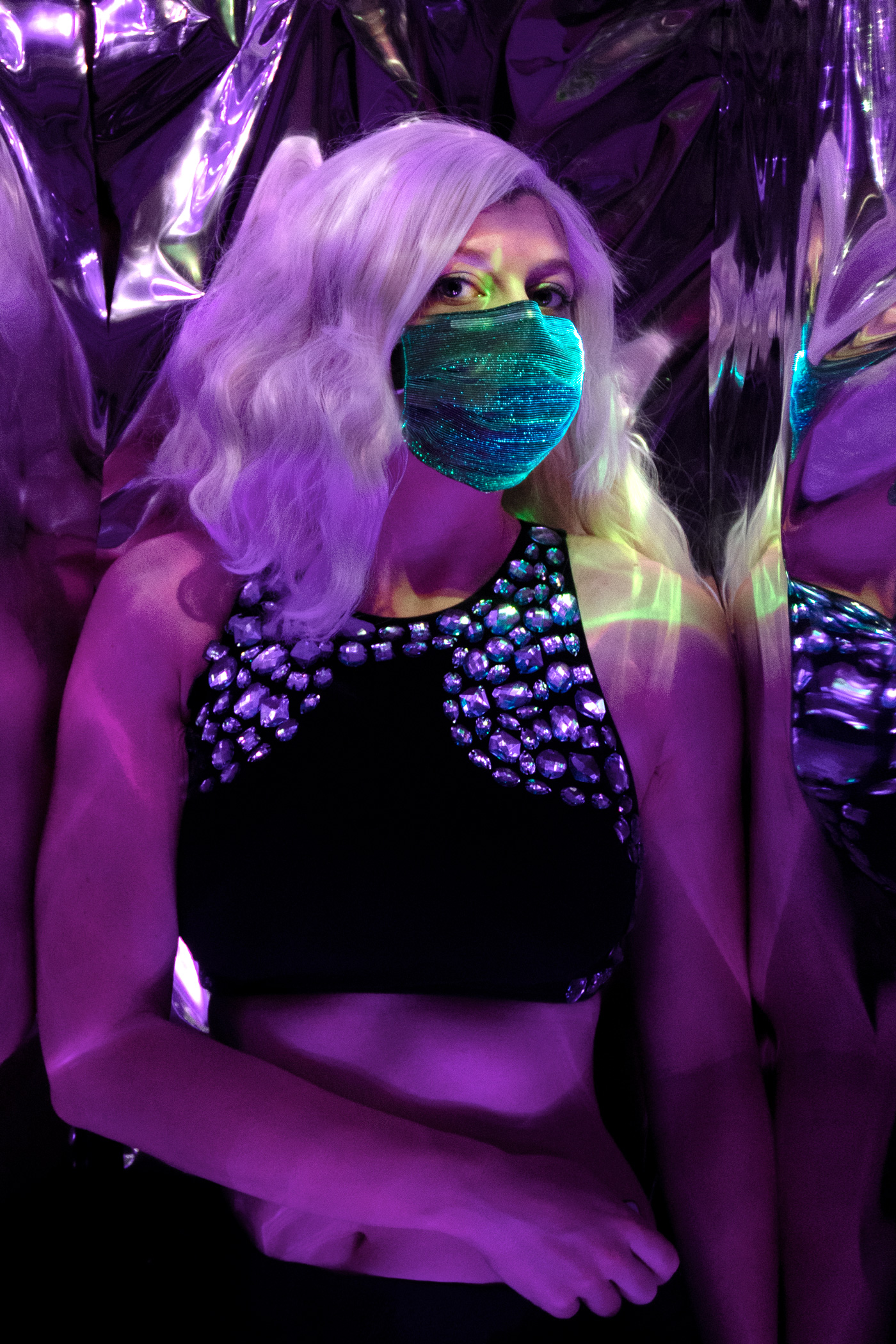Lavender Fiber Optic Light Up Mask